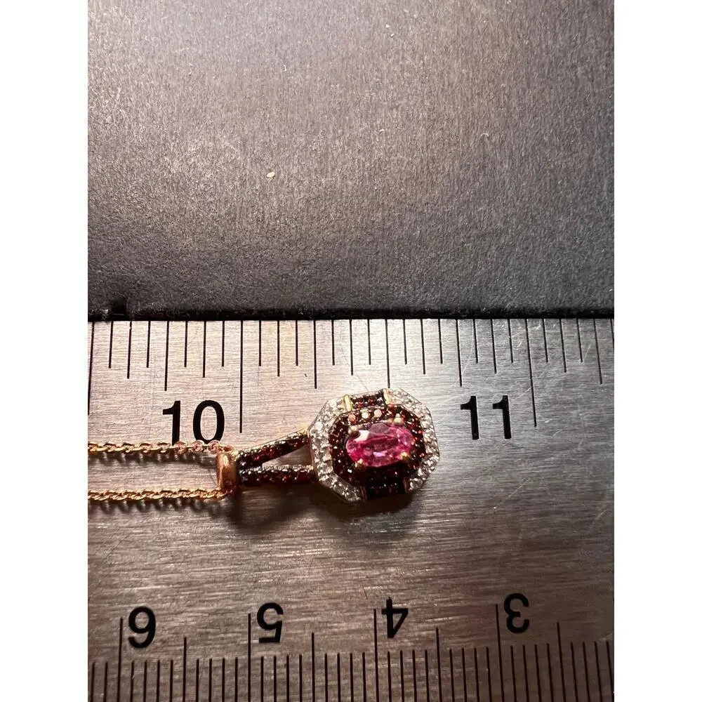 NEW Mahenge pink spinel and brown zircon pendant in Rose Gold over 925 silver